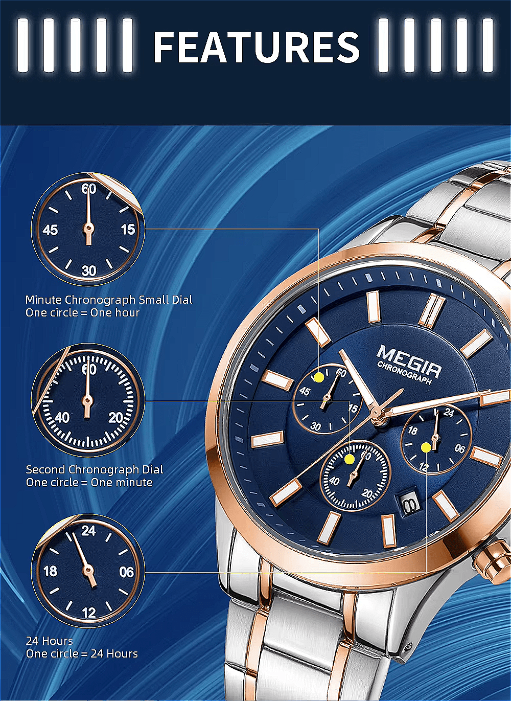 MEGIR Luxury Stainless Steel Wristwatch Masculino - THE CLASSICS #carrollclassics