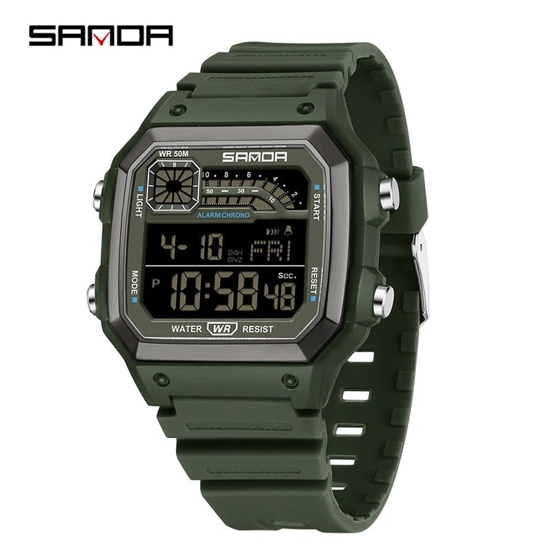 SANDA Sport Electronic Chrono Waterproof LED Digital Double Time Watch