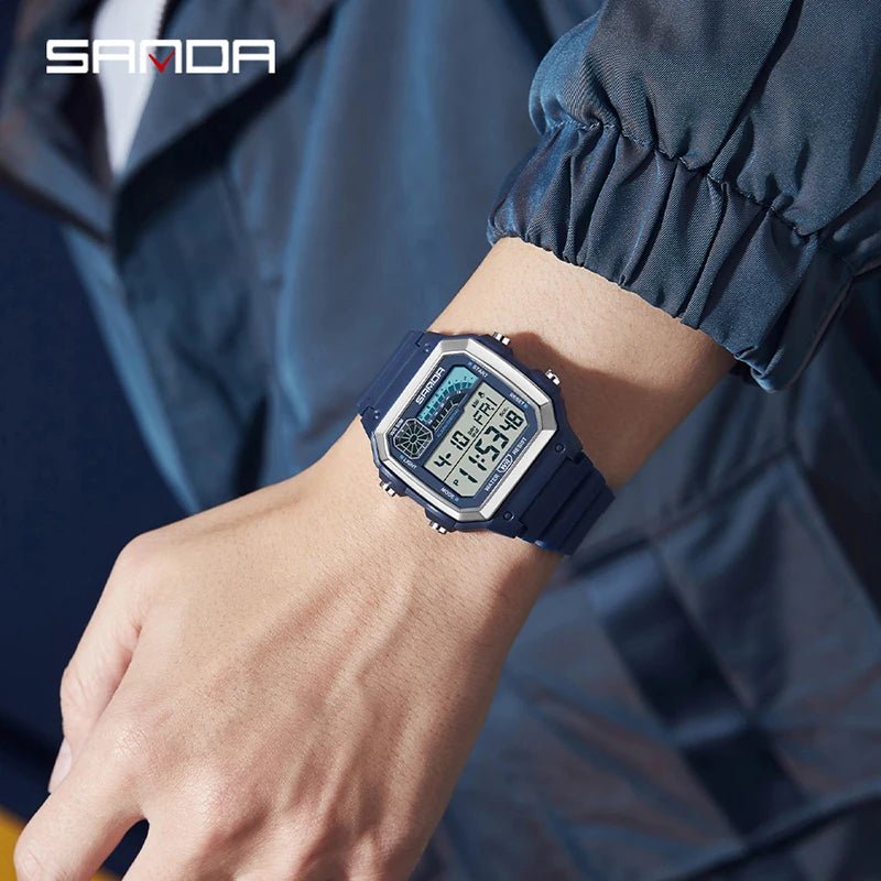SANDA Sport Electronic Chrono Waterproof LED Digital Double Time Watch