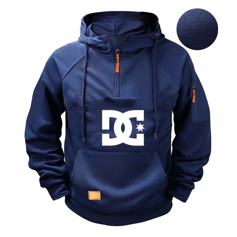 DC long-sleeved zippered pocket pullover hoodie