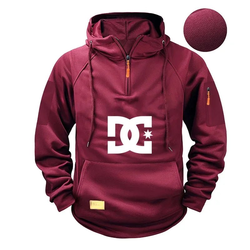 DC long-sleeved zippered pocket pullover hoodie