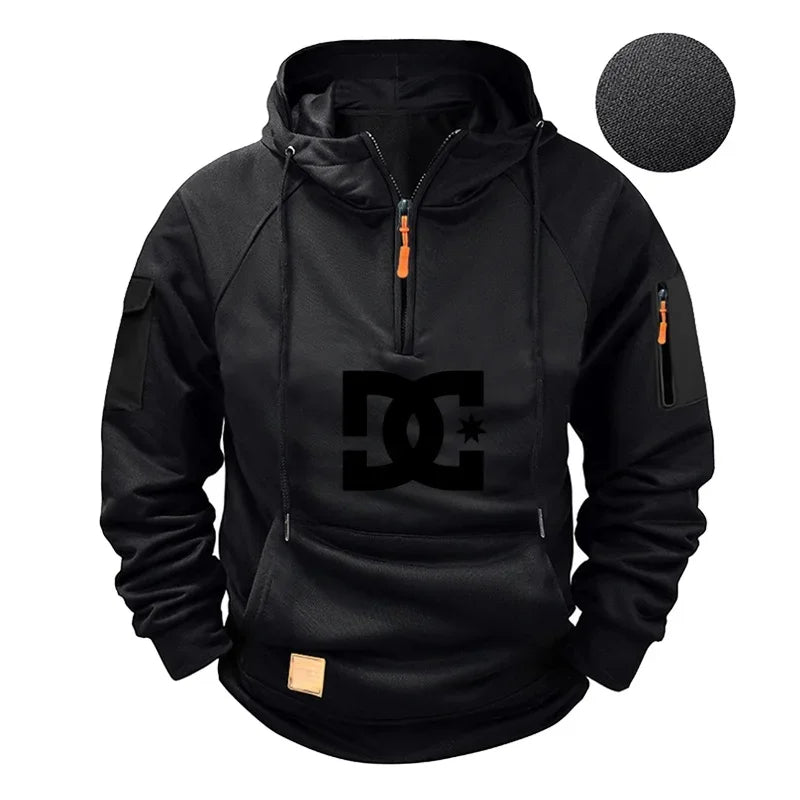 DC long-sleeved zippered pocket pullover hoodie