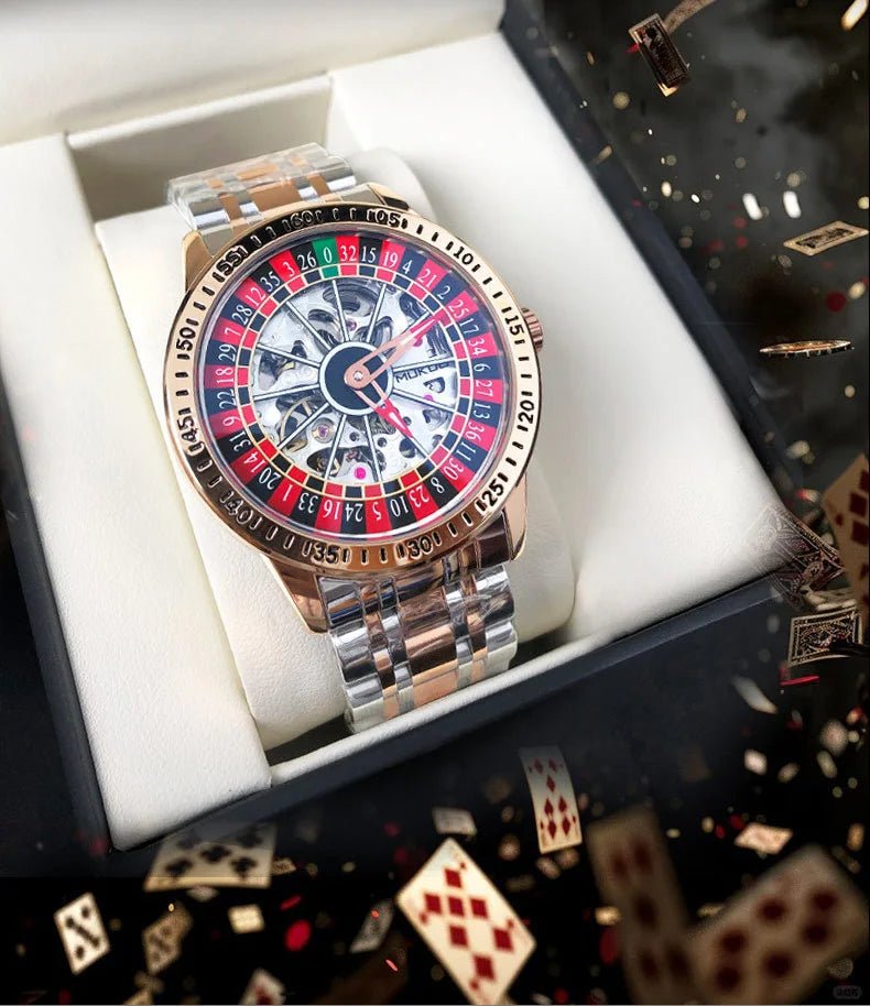 MUKUO Luxury Gambling Rotating Plate Dial Wristwatch