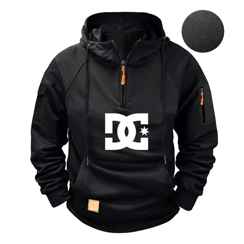 DC long-sleeved zippered pocket pullover hoodie