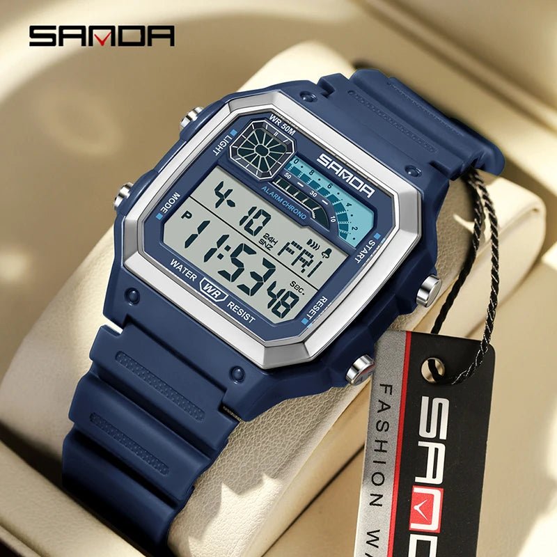 SANDA Sport Electronic Chrono Waterproof LED Digital Double Time Watch