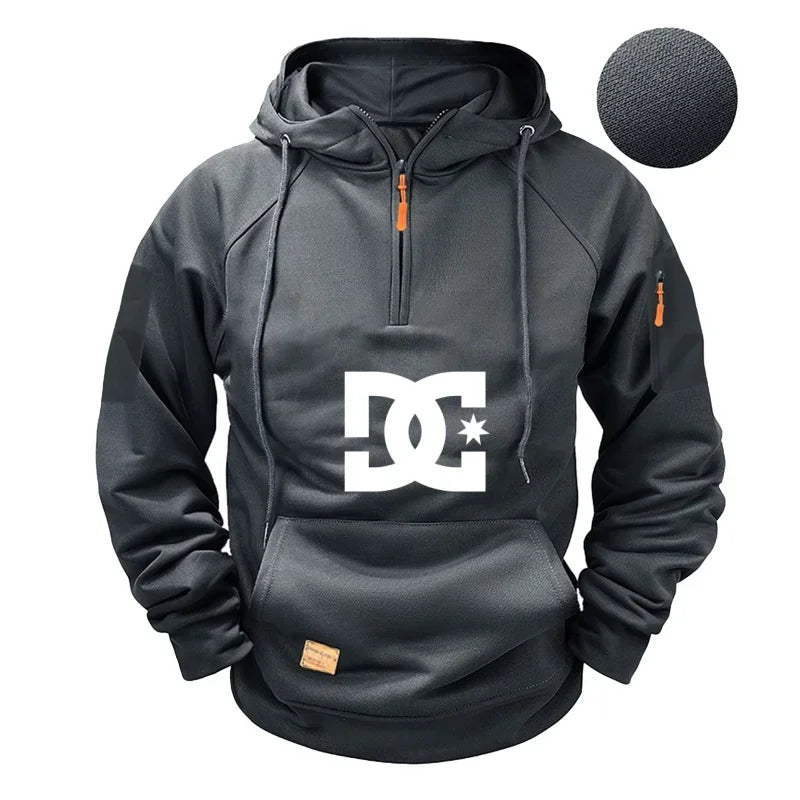 DC long-sleeved zippered pocket pullover hoodie