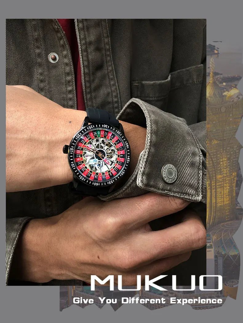 MUKUO Luxury Gambling Rotating Plate Dial Wristwatch