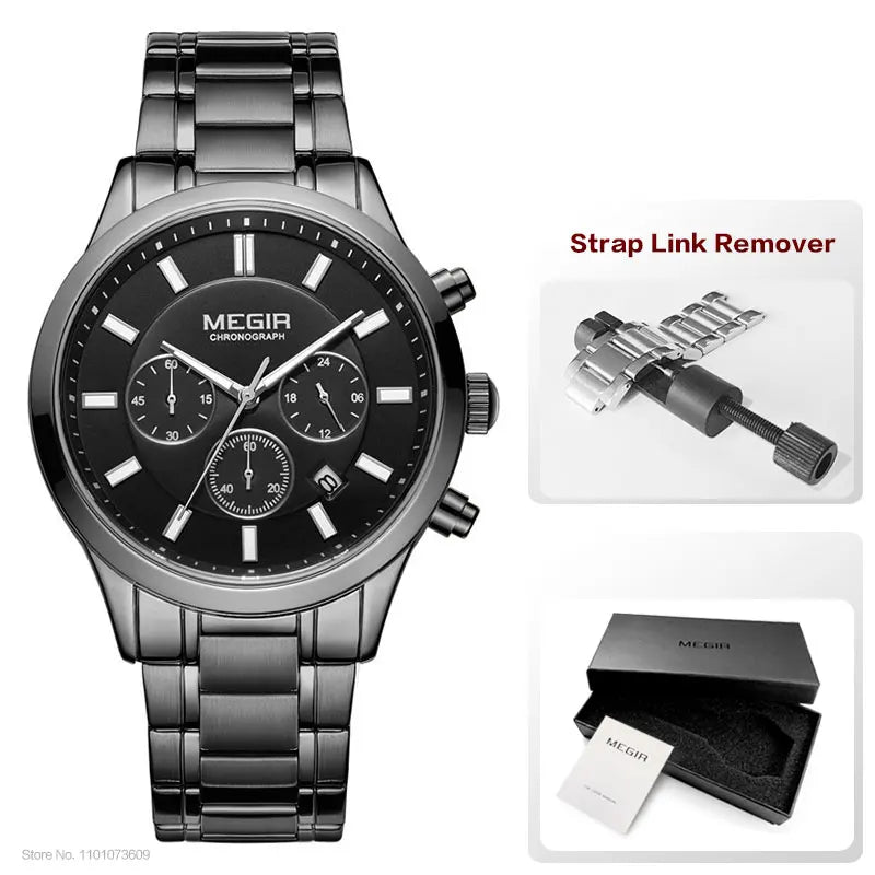 MEGIR Luxury Stainless Steel Wristwatch Masculino - THE CLASSICS #carrollclassics