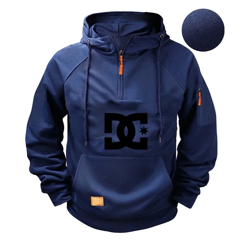 DC long-sleeved zippered pocket pullover hoodie