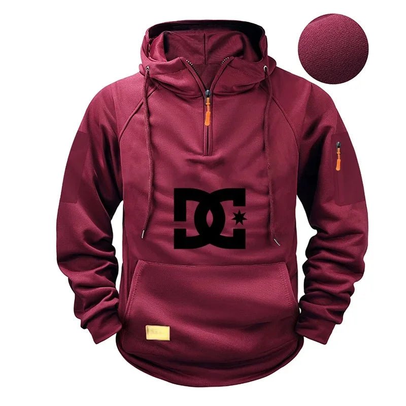 DC long-sleeved zippered pocket pullover hoodie