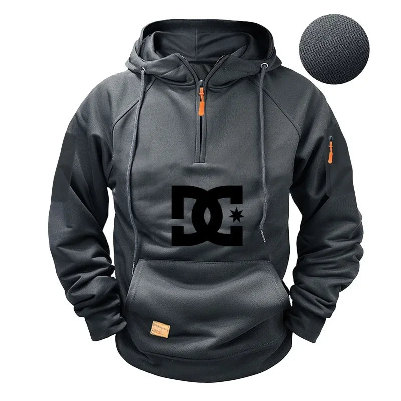 DC long-sleeved zippered pocket pullover hoodie