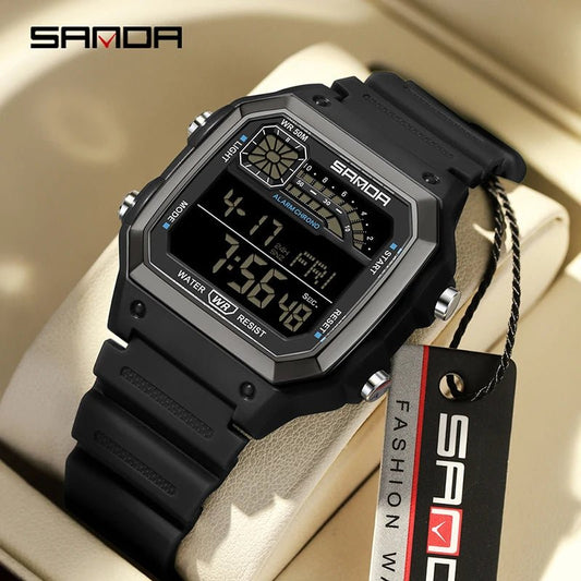 SANDA Sport Electronic Chrono Waterproof LED Digital Double Time Watch