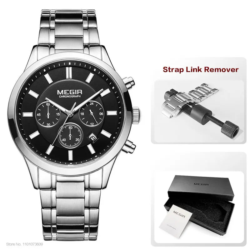 MEGIR Luxury Stainless Steel Wristwatch Masculino - THE CLASSICS #carrollclassics